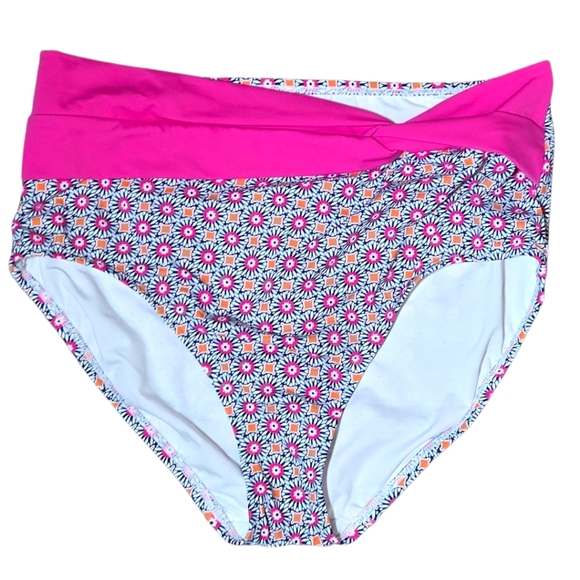 Lands' End Women's UPF 50 Full Coverage High Waist Twist-Front Bikini Bottom M - Picture 2 of 9